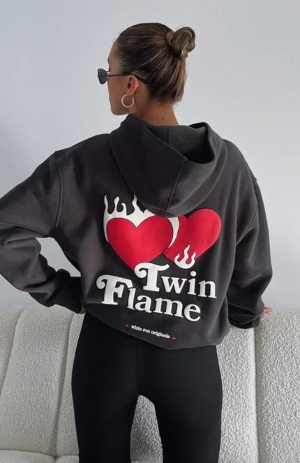 Twin Flame Oversized Charcoal Hoodie